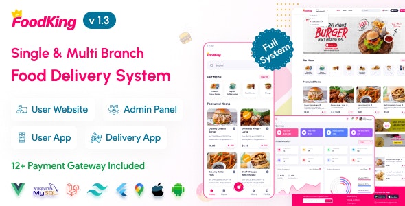 FoodKing - Restaurant Food Delivery System with Admin Panel & Delivery Man App | Restaurant POS