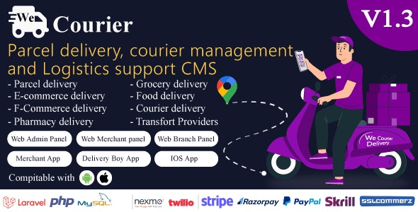 We Courier - Courier and logistics management CMS with Merchant,Delivery app
